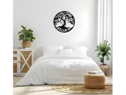 EPIKASA Decoratieve Wandplaat-Metalen Decoratie Boom 32, Zwart, 60X1,5X60 Cm,