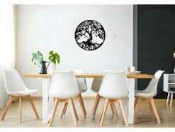 EPIKASA Decoratieve Wandplaat-Metalen Decoratie Boom 32, Zwart, 60X1,5X60 Cm,