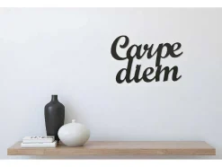 EPIKASA Decoratieve Wandplaat-Metalen Decoratie Carpediem, Zwart, 50X1,5X38 Cm,
