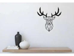 EPIKASA Decoratieve Wandplaat-Metalen Decoratie Herten 3, Zwart, 51X1,5X51 Cm,