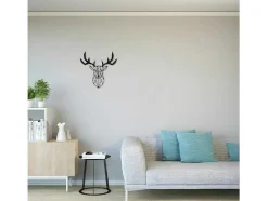 EPIKASA Decoratieve Wandplaat-Metalen Decoratie Herten 3, Zwart, 51X1,5X51 Cm,
