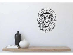 EPIKASA Decoratieve Wandplaat-Metalen Decoratie Leeuw 4, Zwart, 40X1,5X50 Cm,