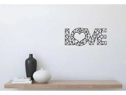 EPIKASA Decoratieve Wandplaat-Metalen Decoratie Love 8, Zwart, 50X1,5X20 Cm,