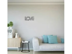 EPIKASA Decoratieve Wandplaat-Metalen Decoratie Love 8, Zwart, 50X1,5X20 Cm,