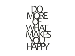 EPIKASA Decoratieve Wandplaat-Metalen Decoratie Makes You Happy 1, Zwart, 41X1,5X70 Cm,