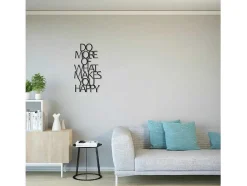 EPIKASA Decoratieve Wandplaat-Metalen Decoratie Makes You Happy 1, Zwart, 41X1,5X70 Cm,