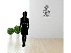 EPIKASA Decoratieve Wandplaat-Metalen Decoratie Makes You Happy 1, Zwart, 41X1,5X70 Cm,