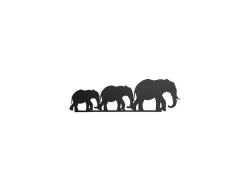 EPIKASA Decoratieve Wandplaat-Metalen Decoratie Olifant 4, Zwart, 50X1,5X15 Cm,