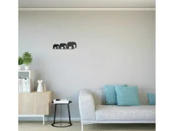 EPIKASA Decoratieve Wandplaat-Metalen Decoratie Olifant 4, Zwart, 50X1,5X15 Cm,