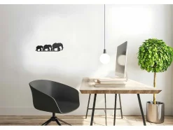 EPIKASA Decoratieve Wandplaat-Metalen Decoratie Olifant 4, Zwart, 50X1,5X15 Cm,