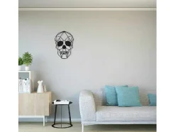 EPIKASA Decoratieve Wandplaat-Metalen Decoratie Schedel 1, Zwart, 35X1,5X50 Cm,