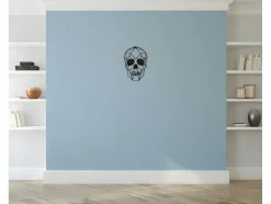 EPIKASA Decoratieve Wandplaat-Metalen Decoratie Schedel 1, Zwart, 35X1,5X50 Cm,