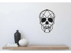 EPIKASA Decoratieve Wandplaat-Metalen Decoratie Schedel 1, Zwart, 35X1,5X50 Cm,