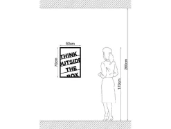 EPIKASA Decoratieve Wandplaat-Metalen Decoratie Think Outside The Box 2, Zwart, 50X1,5X70 Cm,