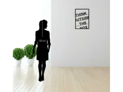 EPIKASA Decoratieve Wandplaat-Metalen Decoratie Think Outside The Box 2, Zwart, 50X1,5X70 Cm,