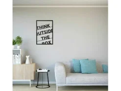 EPIKASA Decoratieve Wandplaat-Metalen Decoratie Think Outside The Box 2, Zwart, 50X1,5X70 Cm,