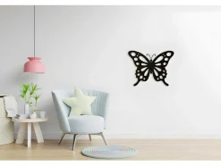 EPIKASA Decoratieve Wandplaat-Metalen Decoratie Vlinder 7, Zwart, 48X1,5X37 Cm,