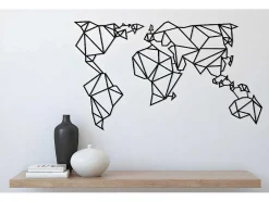 EPIKASA Decoratieve Wandplaat-Metalen Decoratie Wereldkaart 21, Zwart, 140X1,5X80 Cm,
