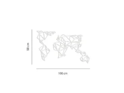 EPIKASA Decoratieve Wandplaat-Metalen Decoratie Wereldkaart 19, Wit, 100X1,5X58 Cm,