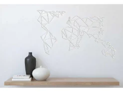 EPIKASA Decoratieve Wandplaat-Metalen Decoratie Wereldkaart 19, Wit, 100X1,5X58 Cm,