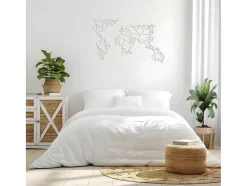 EPIKASA Decoratieve Wandplaat-Metalen Decoratie Wereldkaart 19, Wit, 100X1,5X58 Cm,