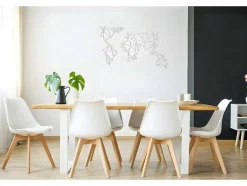 EPIKASA Decoratieve Wandplaat-Metalen Decoratie Wereldkaart 19, Wit, 100X1,5X58 Cm,