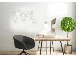 EPIKASA Decoratieve Wandplaat-Metalen Decoratie Wereldkaart 19, Wit, 100X1,5X58 Cm,