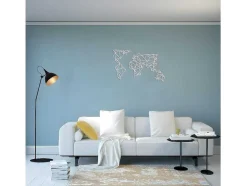 EPIKASA Decoratieve Wandplaat-Metalen Decoratie Wereldkaart 19, Wit, 100X1,5X58 Cm,