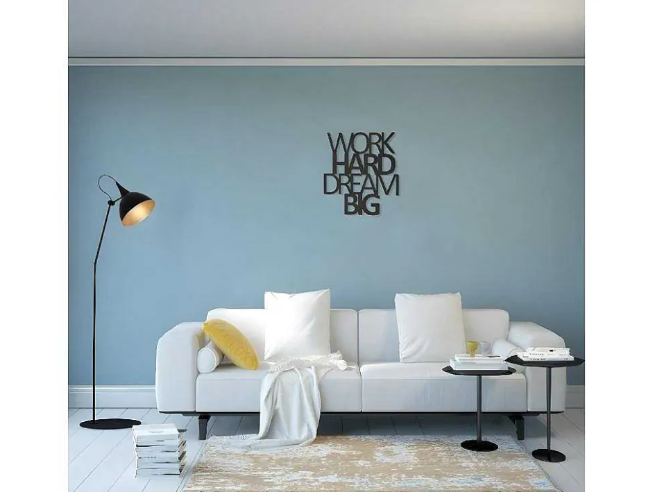 EPIKASA Decoratieve Wandplaat-Metalen Decoratie Work Hard Dream Big 1, Zwart, 65X1,5X70 Cm,