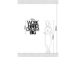 EPIKASA Decoratieve Wandplaat-Metalen Decoratie Work Hard Dream Big 1, Zwart, 65X1,5X70 Cm,