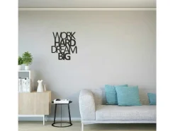 EPIKASA Decoratieve Wandplaat-Metalen Decoratie Work Hard Dream Big 1, Zwart, 65X1,5X70 Cm,