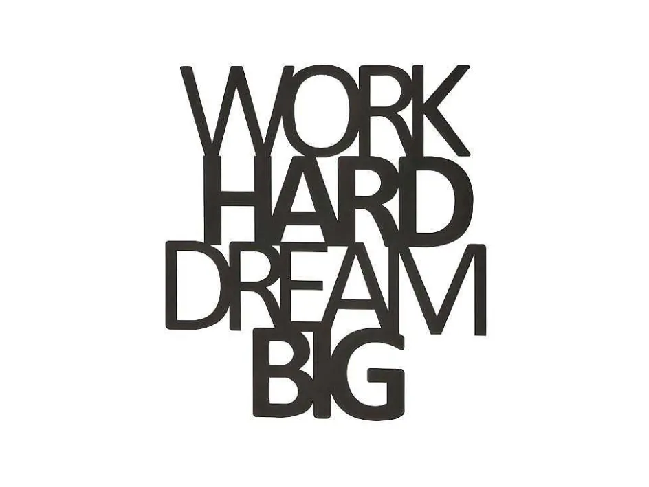 EPIKASA Decoratieve Wandplaat-Metalen Decoratie Work Hard Dream Big 1, Zwart, 65X1,5X70 Cm,