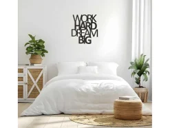 EPIKASA Decoratieve Wandplaat-Metalen Decoratie Work Hard Dream Big 1, Zwart, 65X1,5X70 Cm,