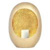 OZAIA Kandelaar En Kaars-Metalen Kandelaar - B.26 X H.33 Cm - Messing En Bladgoud Afwerking - Verguld - Belinni