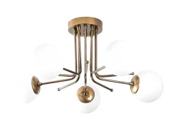OZAIA Plafondlamp-Metalen Plafondlamp Met 5 Lampen Daisy - D80 X H34 Cm - Wit En Goud
