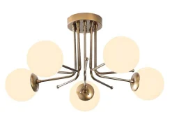 OZAIA Plafondlamp-Metalen Plafondlamp Met 5 Lampen Daisy - D80 X H34 Cm - Wit En Goud