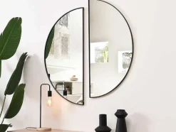 OZAIA Spiegel-Metalen Spiegel Met Halve Cirkel Design - B.50 X H.100 Cm - Zwart - Gavra
