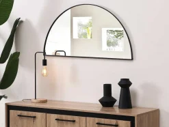OZAIA Spiegel-Metalen Spiegel Met Halve Cirkel Design - B.50 X H.100 Cm - Zwart - Gavra