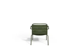 MYLIA Loungeset-Metalen Tuinmeubelset - 2 Lage Stapelstoelen En Een Bijzettafel - Kaki - Mirmande