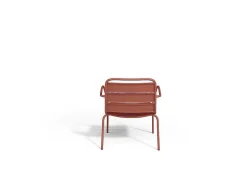 MYLIA Loungeset-Metalen Tuinmeubelset - 2 Lage Stapelstoelen En Een Bijzettafel - Terracotta - Mirmande