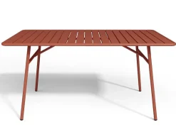 MYLIA Tuinset-Metalen Tuinset - Tafel L.160 Cm Met 2 Stapelstoelen En 4 Stapelstoelen - Terracotta - Mirmande