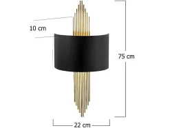 OZAIA Wandlamp-Metalen Wandlamp Sangarius - B22 X H75 Cm - Zwart En Goud