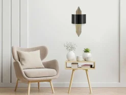 OZAIA Wandlamp-Metalen Wandlamp Sangarius - B22 X H75 Cm - Zwart En Goud