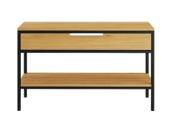Vente-unique Wastafelmeubel-Meubel Onder Wastafel Van Licht Teakhout En Metaal - 120 Cm - Tukad
