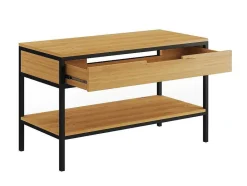 Vente-unique Wastafelmeubel-Meubel Onder Wastafel Van Licht Teakhout En Metaal - 120 Cm - Tukad