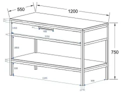 Vente-unique Wastafelmeubel-Meubel Onder Wastafel Van Licht Teakhout En Metaal - 120 Cm - Tukad