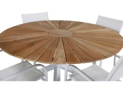 Vente-unique Tuinset-Mexico Tuinmeubelset Tafel O140Cm En 4 Stoel Santorini Wit, Naturel.