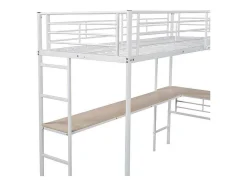 ModernLuxe Kinderbed Hoogslaper-Mezzaninebed - 2 Bedden 90X200 Cm - 2 Bureaus Onder Het Bed - Wit