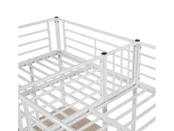 ModernLuxe Kinderbed Hoogslaper-Mezzaninebed - 2 Bedden 90X200 Cm - 2 Bureaus Onder Het Bed - Wit