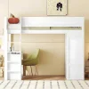 ModernLuxe Kinderbed Hoogslaper-Mezzaninebed 90X200Cm - Multifunctioneel Kinderbed - Voorzien Van Kledingkast En Bureau - In Massief Grenen - Wit